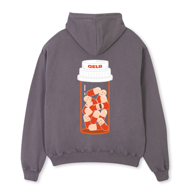 SLEEPING PILLS VTWO Pigment Grey Oversized Hoodie.