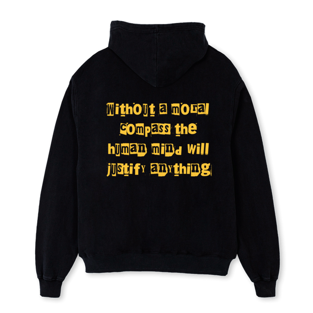 MORAL COMPASS B Black Oversized Hoodie.