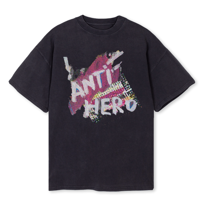 RESIDENT ANTIHEROTEE Vintage Black Oversized Tee.