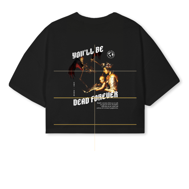YBDF CRP Black Cropped Oversized Tee.