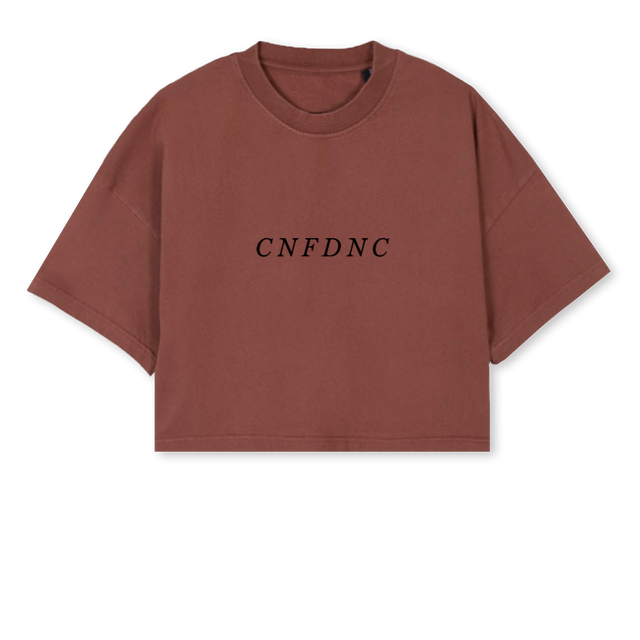 CNFDNCTEE Vintage Brown Cropped Oversized Tee.