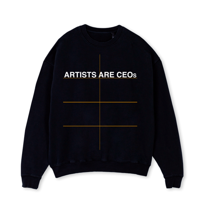 CEOCREW Black Oversized Crewneck Sweater.