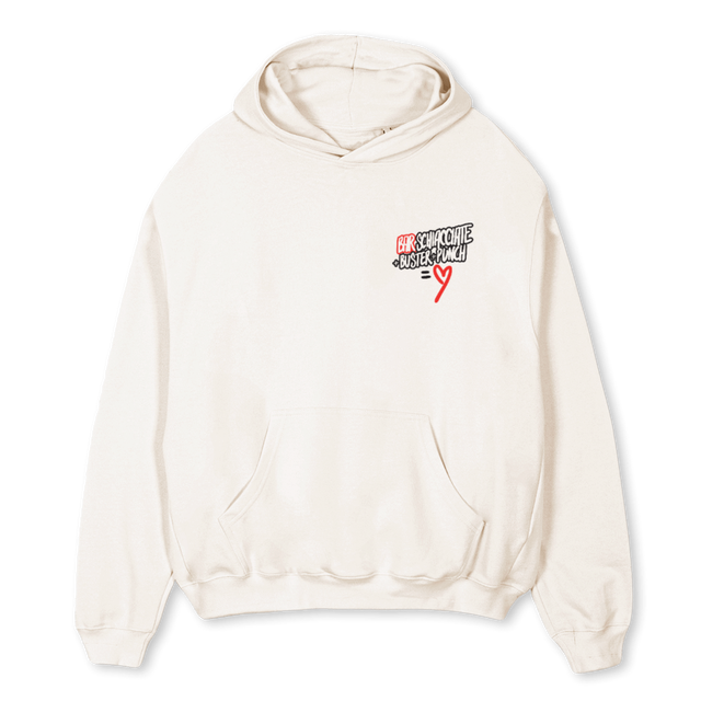 BUSTERPUNCHWHIHOODIE Vintage White Oversized Hoodie.