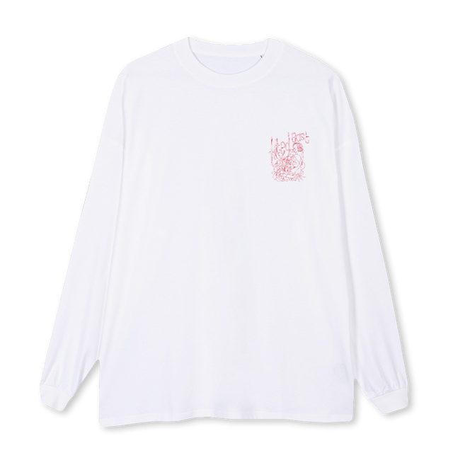 HAPPY TIMES White Oversized LS Tee.