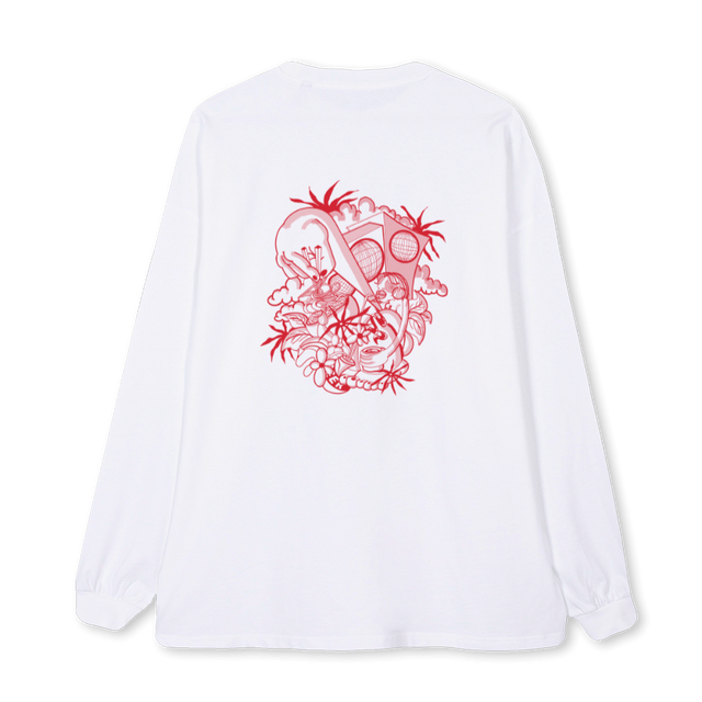 HAPPY TIMES White Oversized LS Tee.