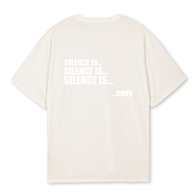 SILENCE IS SEXY Vintage White Oversized Tee.