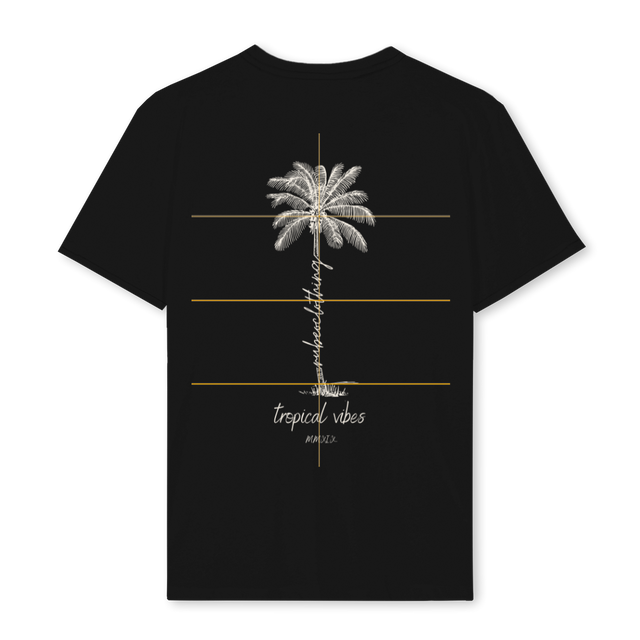 TROPICAL VIBES CP Black Regular Tee.