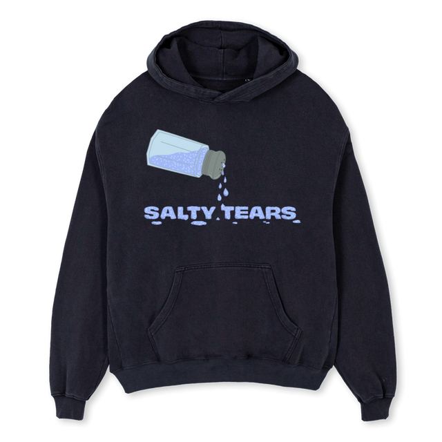 SALTY TEARS Vintage Black Oversized Hoodie.