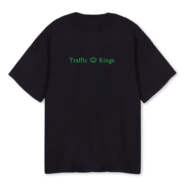 TRAFFIC KINGS Black Oversized Tee.