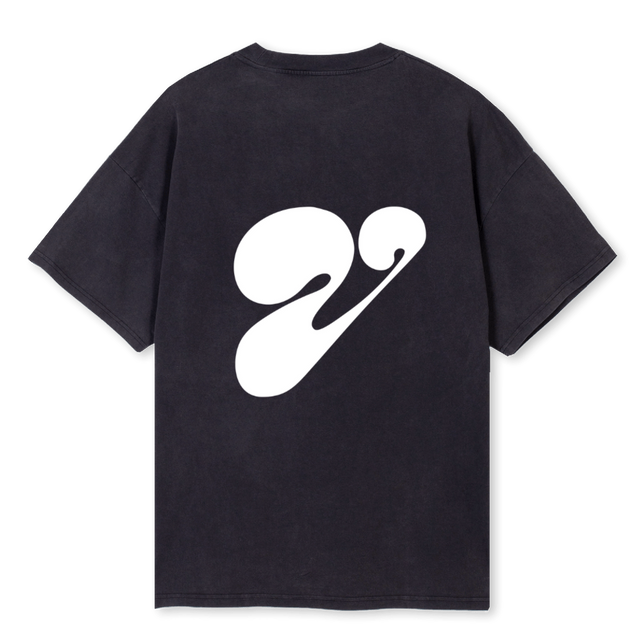 WASHED V Vintage Black Oversized Tee.