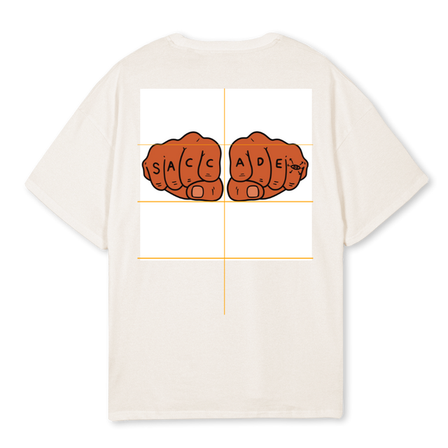 SACCADE FISTS Vintage White Oversized Tee.