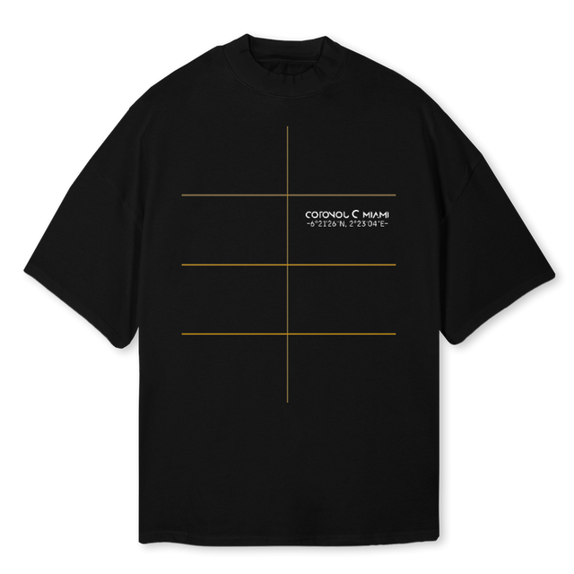 STUDIOCOOWHITE Black Oversized Mock Neck Tee.
