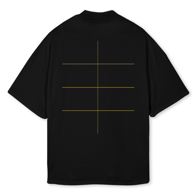 STUDIOCOOWHITE Black Oversized Mock Neck Tee.