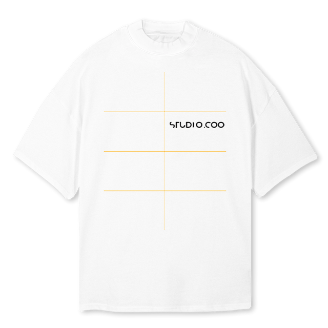 STUDIOCOOFFICIAL White Oversized Mock Neck Tee.
