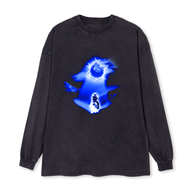 BLUECBLONGSLEEVENB Vintage Black Oversized LS Tee.