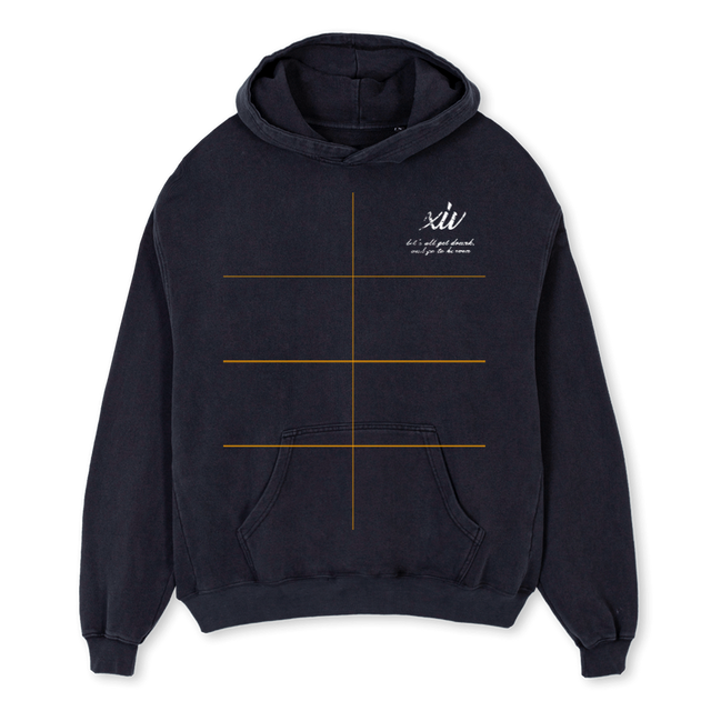 XIV ALIEN Vintage Black Oversized Hoodie.