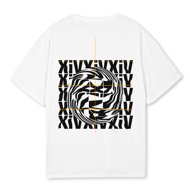 XIVWHITE SPIRAL White Oversized Tee.