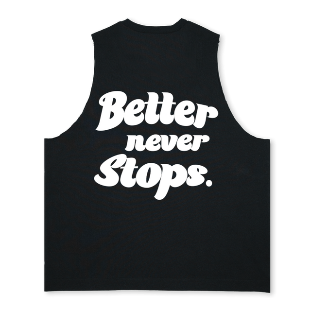 TANKBETTER NEVER STO Deep Black Oversized Vest.