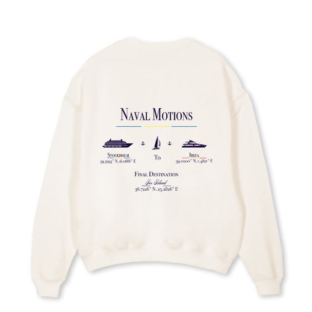 NAVAL SWEATSHIRT Vintage White Oversized Crewneck Sweater.