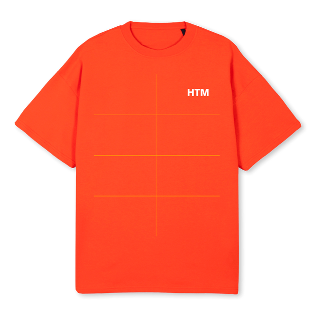 HTMLOGO PRINT WHT Hot Orange Oversized Tee.