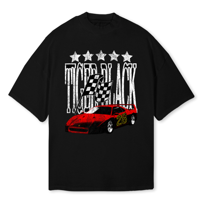 EIGHTY SEVEN Black Oversized Mock Neck Tee.