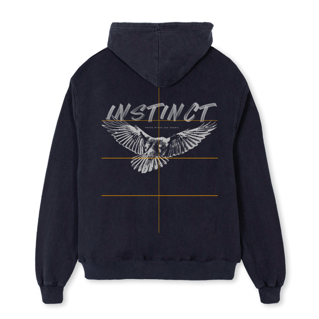 WINGS COLLECTION Vintage Black Oversized Hoodie.