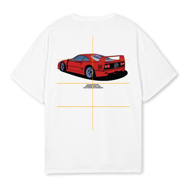 CHICAGOMOTORSPORTS White Oversized Tee.