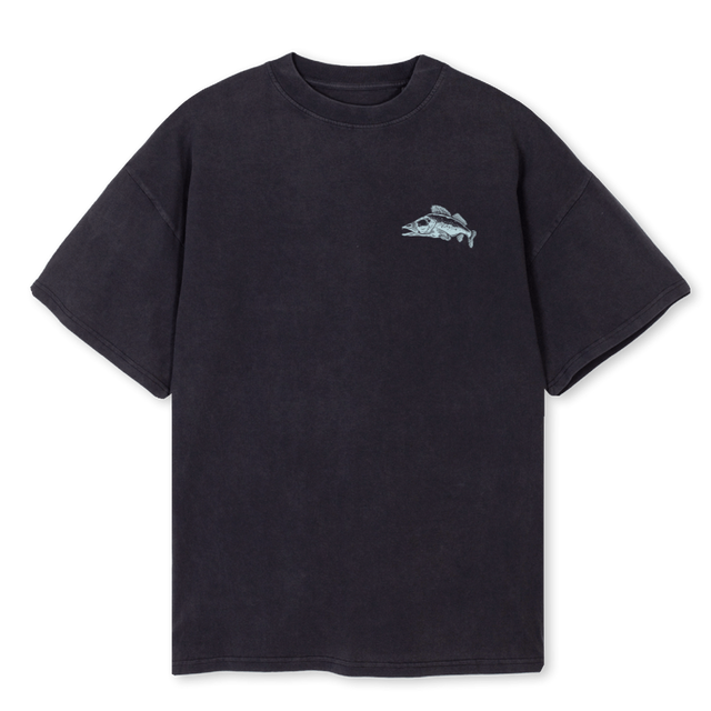 ONEDESIGNFISHBLACK Vintage Black Oversized Tee.