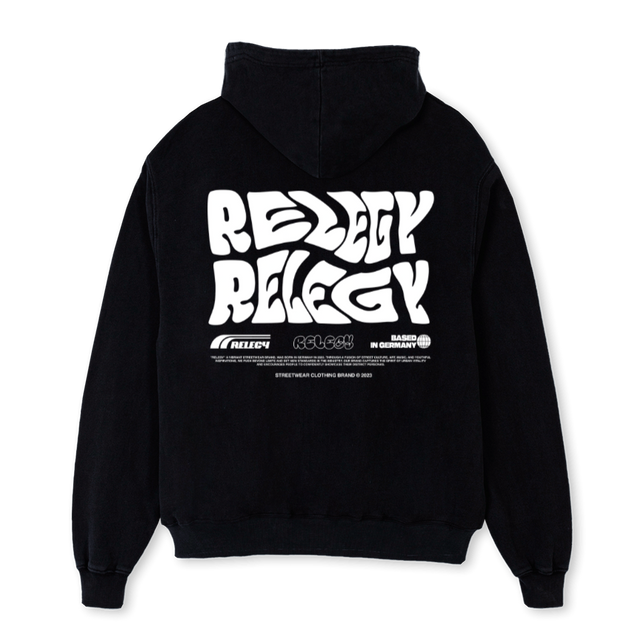 WORDWIDE 3 OSZHW Black Oversized Zipped Hoodie.