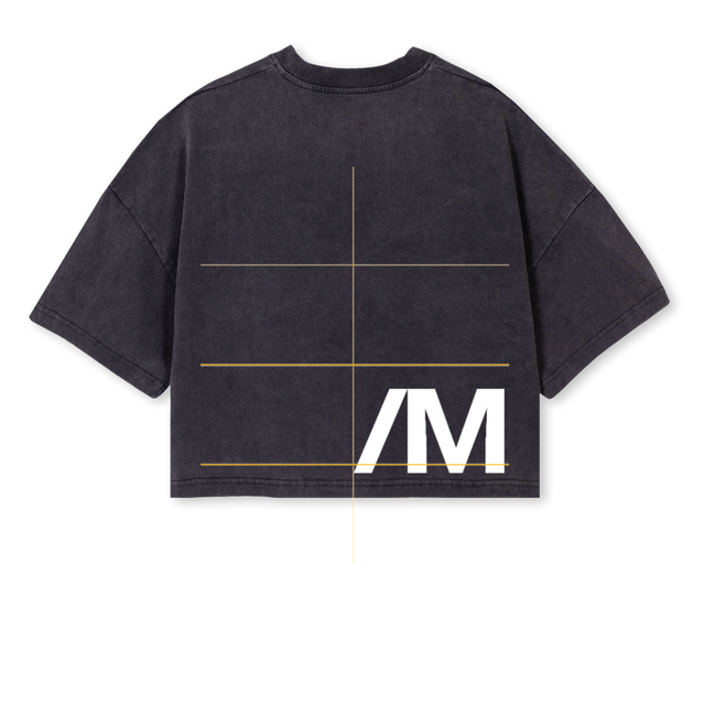 LADIESCROP Vintage Black Cropped Oversized Tee.
