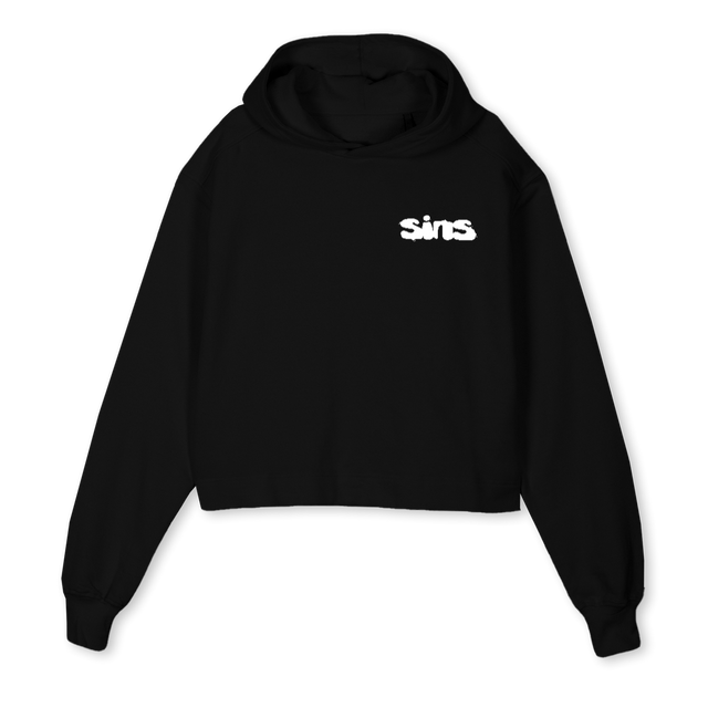 BLOTCH CRO HOO Black Cropped Hoodie.