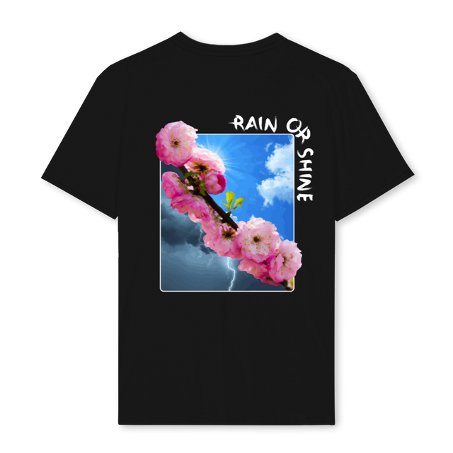 RAIN OR SHINE Black Regular Tee.