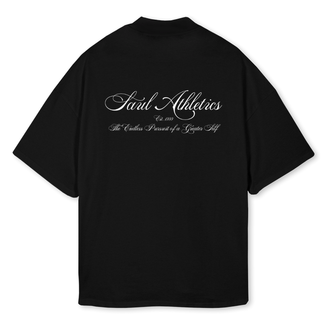 HIGH NECK Black Oversized Mock Neck Tee.