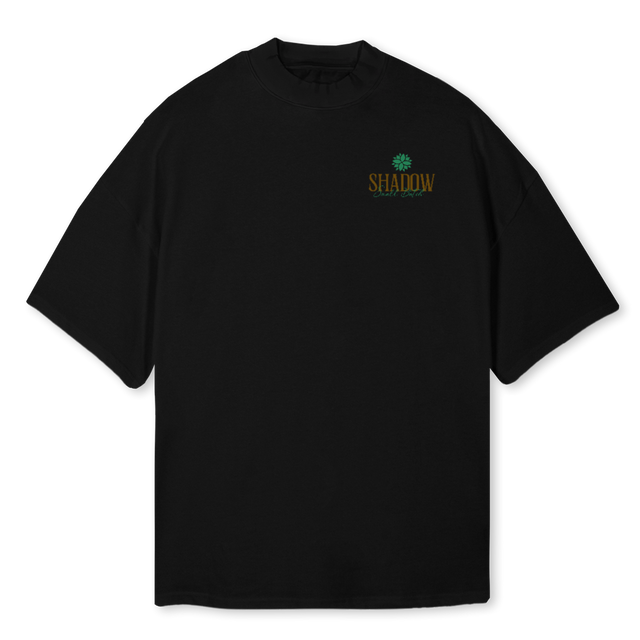 PREMIUM BROWN Black Oversized Mock Neck Tee.