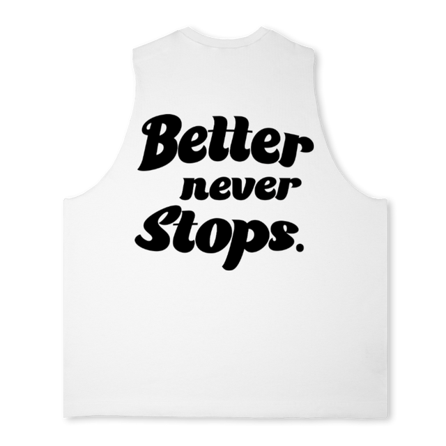 TANKWHITEBLACKBNS Bright white Oversized Vest.