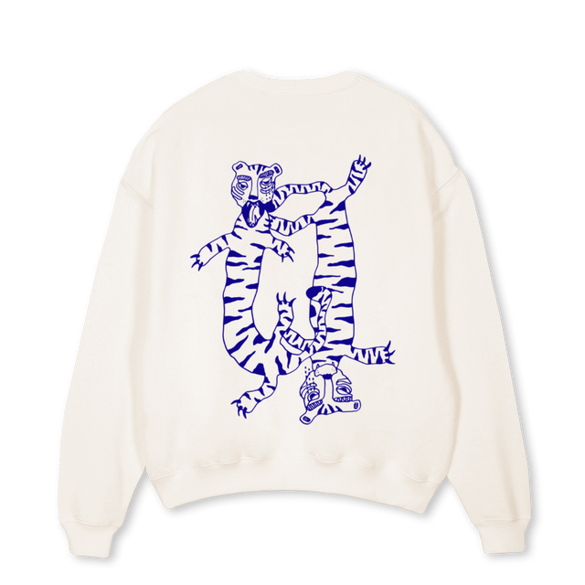 FLEISCHWURSTTIGER Vintage White Oversized Crewneck Sweater.
