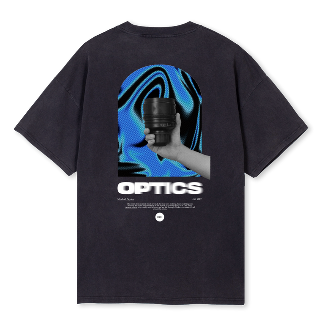 LENSO OPTICS B Vintage Black Oversized Tee.