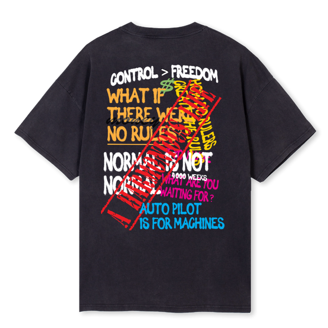FREEDOMGRAFFITI Vintage Black Oversized Tee.