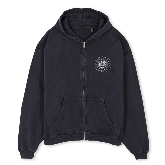 SUNFLOWERHOODIE Vintage Black Oversized Zipped Hoodie.