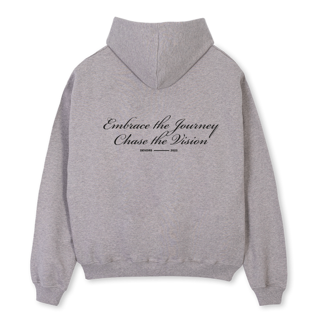 CHASETHEVISIONZIPT Grey Marl Oversized Zipped Hoodie.