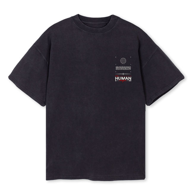 HUMANINTERFACERED Vintage Black Oversized Tee.