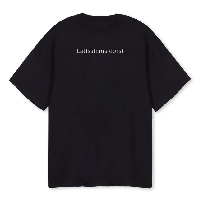 LATISSIMUS DORSI Black Oversized Tee.