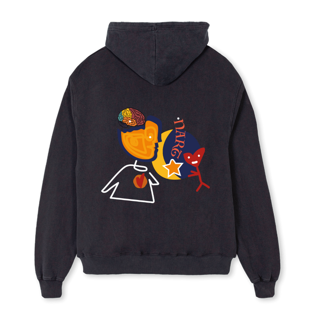 HOODIENART Vintage Black Oversized Zipped Hoodie.