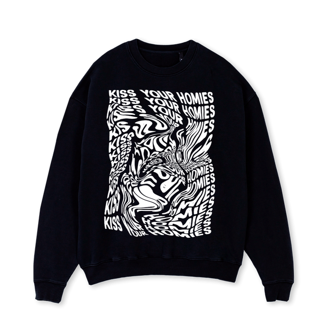 PSYCH Black Oversized Crewneck Sweater.