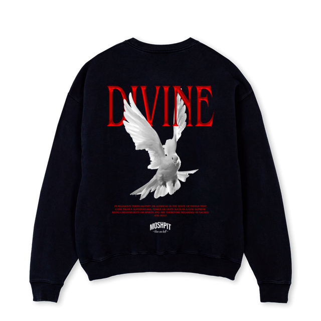 DIVINE Black Oversized Crewneck Sweater.