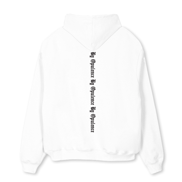BYOPULENCEHOOD White Oversized Hoodie.