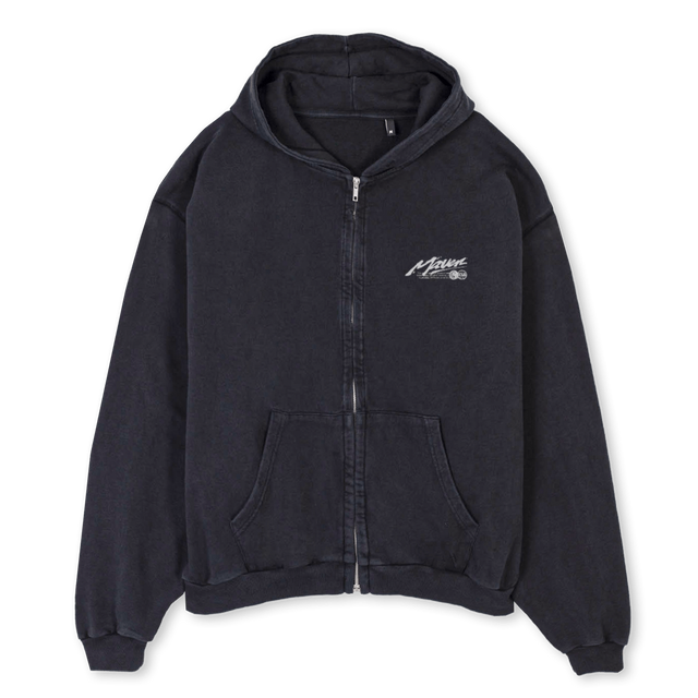 LOGODESIGN Vintage Black Oversized Zipped Hoodie.