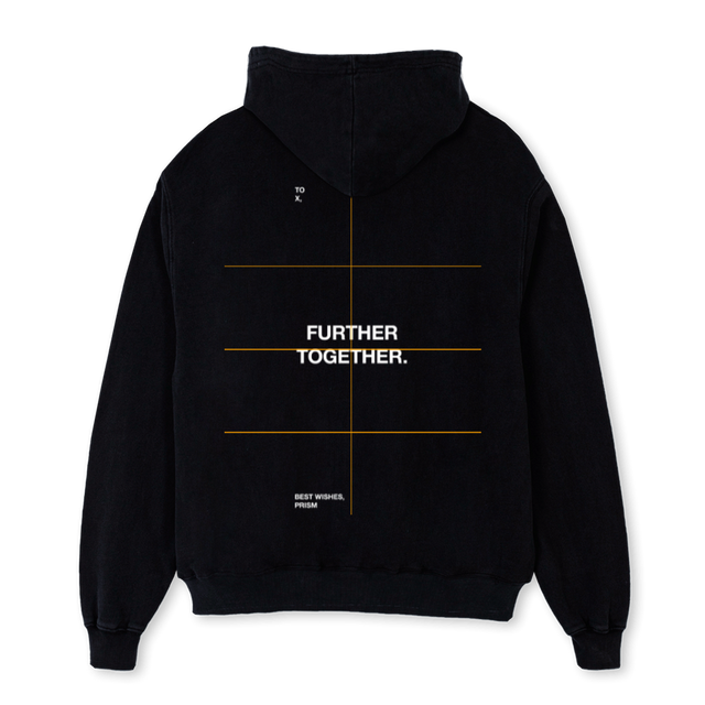 SONEFURTHERTGT Black Oversized Zipped Hoodie.