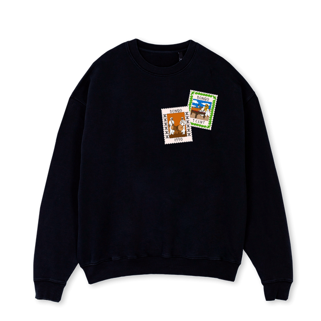 HERIT Black Oversized Crewneck Sweater.