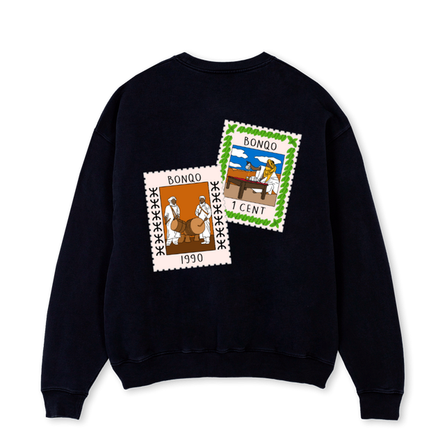 HERIT Black Oversized Crewneck Sweater.